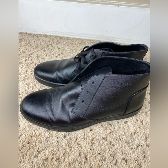 Calvin Klein Dress Shoes Mens Us 10.5 Binton Black Leather Casual - Picture 3 of 9